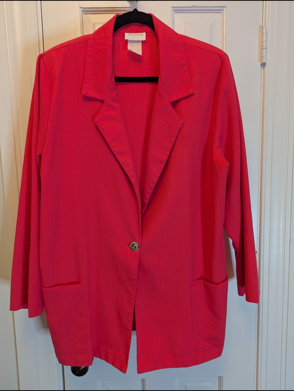 Vintage 80s Women's Salmon Pink Blazer Jacket